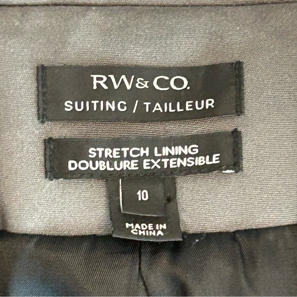 RW&CO womens gray suiting stretch lining blazer single breasted Sz 10 - Picture 6 of 10